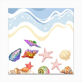 Sea Shells Background Vector Canvas Print