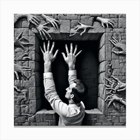 Man Reaching For A Door Canvas Print