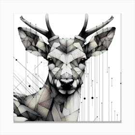 Young Deer - Abstract Line Art Illustration 116 Canvas Print