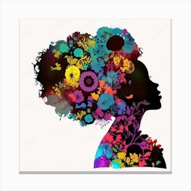 Silhouette Of A Woman With Flowers 1 Canvas Print