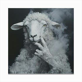 Sheep With Smoke Canvas Print