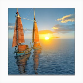 Sailboats At Sunset Canvas Print