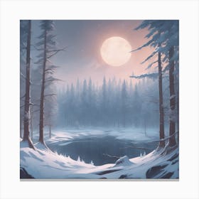 Full Moon In The Forest Canvas Print