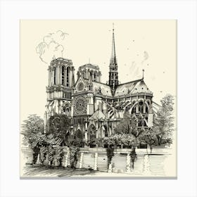 A Notre Dame Cathedral In Paris Hand Drawn Sketc 1719915847 4 Canvas Print