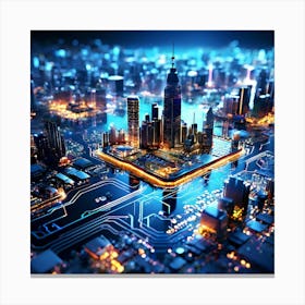 Cityscape At Night 2 Canvas Print