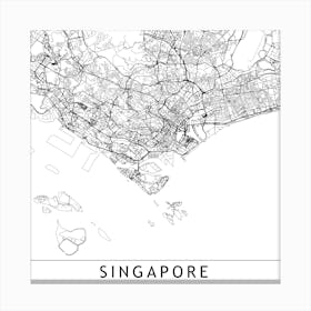 Singapore Map Canvas Print