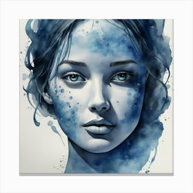 Blue Watercolor Painting Canvas Print