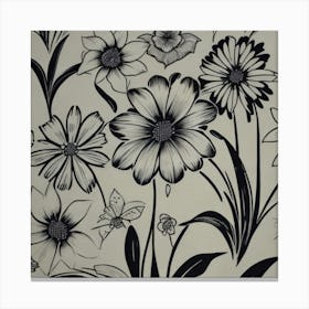 Black And White Flowers Canvas Print