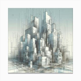 Cityscape Abstract Painting 2 Canvas Print