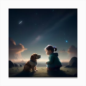 A Child and Her Dog Canvas Print
