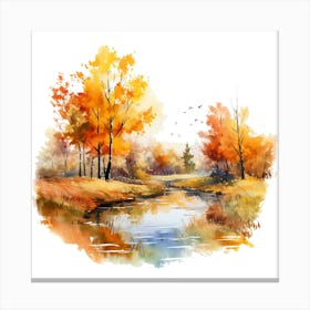 Watercolor Autumn Landscape 33 Canvas Print