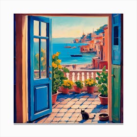 Cat On A Balcony Canvas Print