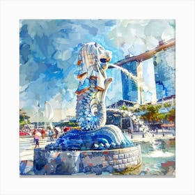 Singapore Mermaid Fountain Canvas Print