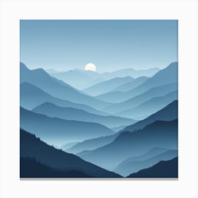 Misty mountains background in blue tone 79 Canvas Print