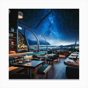 Firefly Futuristic Nordic Coffee Shop With A Cosmic View 1959 (2) Canvas Print