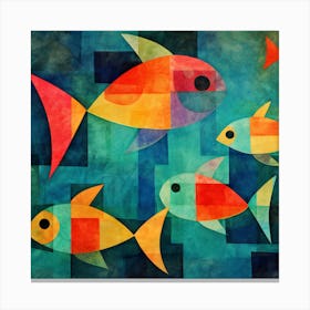 Maraclemente Fish Painting Style Of Paul Klee Seamless 1 Canvas Print