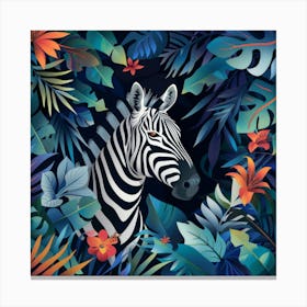 Zebra In The Jungle 8 Canvas Print