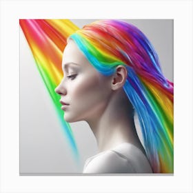 Portrait Of A Woman With Rainbow Hair Canvas Print