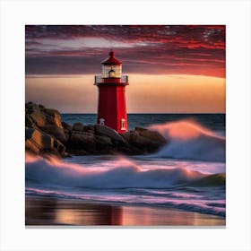 Lighthouse At Sunset 26 Canvas Print