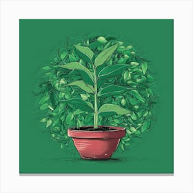 Illustration Of Growing Plant In The Style Of Pi 2 Canvas Print