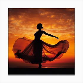 Silhouette Of A Dancer At Sunset Canvas Print