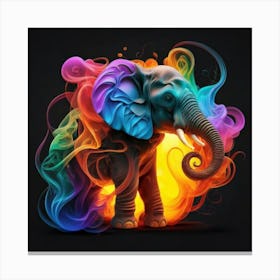 Elephant With Smoke Canvas Print