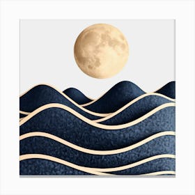 Moon And Waves 7 Canvas Print