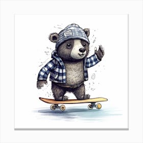Bear Skateboarding Canvas Print