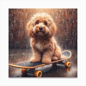 Skateboard In The Rain 1 Canvas Print