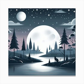 Night Landscape In The Forest Canvas Print