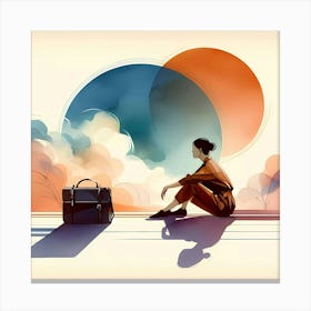 Woman Sitting On A Bench Canvas Print