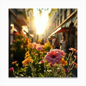 Flowers In The Street Canvas Print