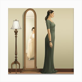 Woman In The Mirror Canvas Print