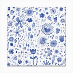 Blue Watercolor Flowers Canvas Print