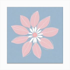 A White And Pink Flower In Minimalist Style Square Composition 391 Canvas Print