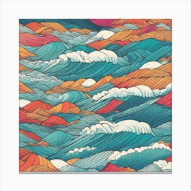 Minimalism Masterpiece, Trace In The Waves To Infinity + Fine Layered Texture + Complementary Cmyk C (2) Canvas Print