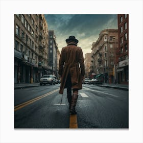 Man Walking Down The Street Canvas Print