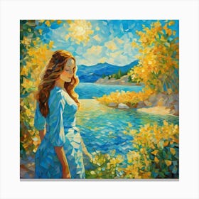 Girl By The Lakegugh Canvas Print