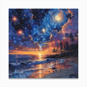 Night At The Beach Canvas Print