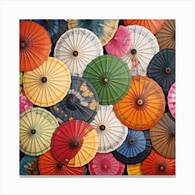 Many Asian Umbrellas Canvas Print