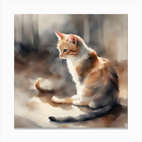 Watercolor Of A Cat Canvas Print