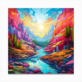 Colorful Landscape Painting  Canvas Print