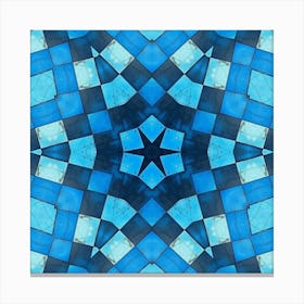 Abstract Blue Star Pattern Canvas Print