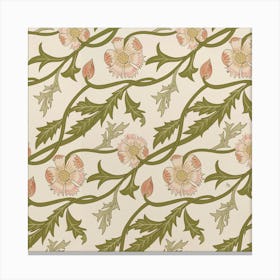 Modern Arts and Craft Inspired Botanical Pattern Canvas Print