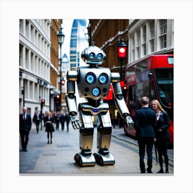 Robot In London 10 Canvas Print