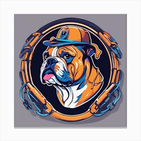 Bulldog With Headphones orange Canvas Print