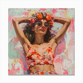 Floral Girl at summer Canvas Print
