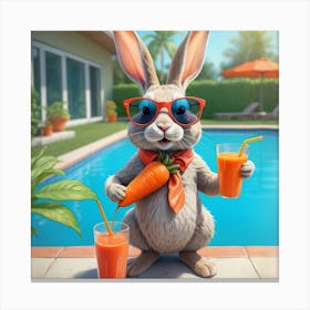 Bunny With Orange Juice Canvas Print