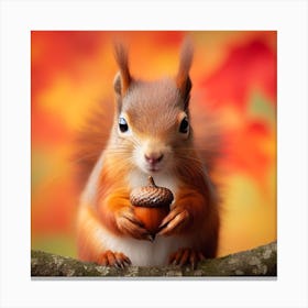 Squirrel Eating Acorn Canvas Print