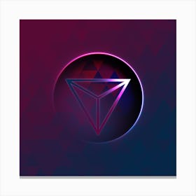 Geometric Neon Glyph on Jewel Tone Triangle Pattern 489 Canvas Print